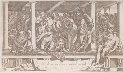 Tintoretto etching from 1682 The Cure at Bethesda
( AKA The Probatic Pool)